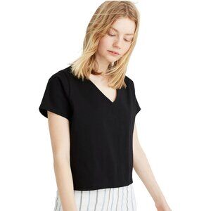 MADEWELL V-Neck Setlist Boxy Top – Black (Size XS) – NWOT